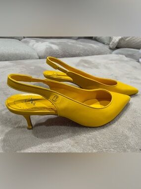 Christian Louboutin Yellow Slingback Kitten heels